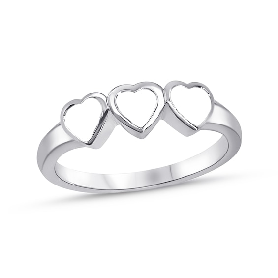 Family Bezel-Set Heart-Shaped Gemstone Ring (1 to 7 Stones)