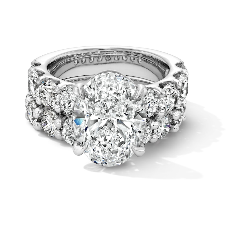 Main Image 1 of 10 CT. T.W. Oval-Shaped Certified Lab-Grown Diamond Bridal Set in 14K White Gold