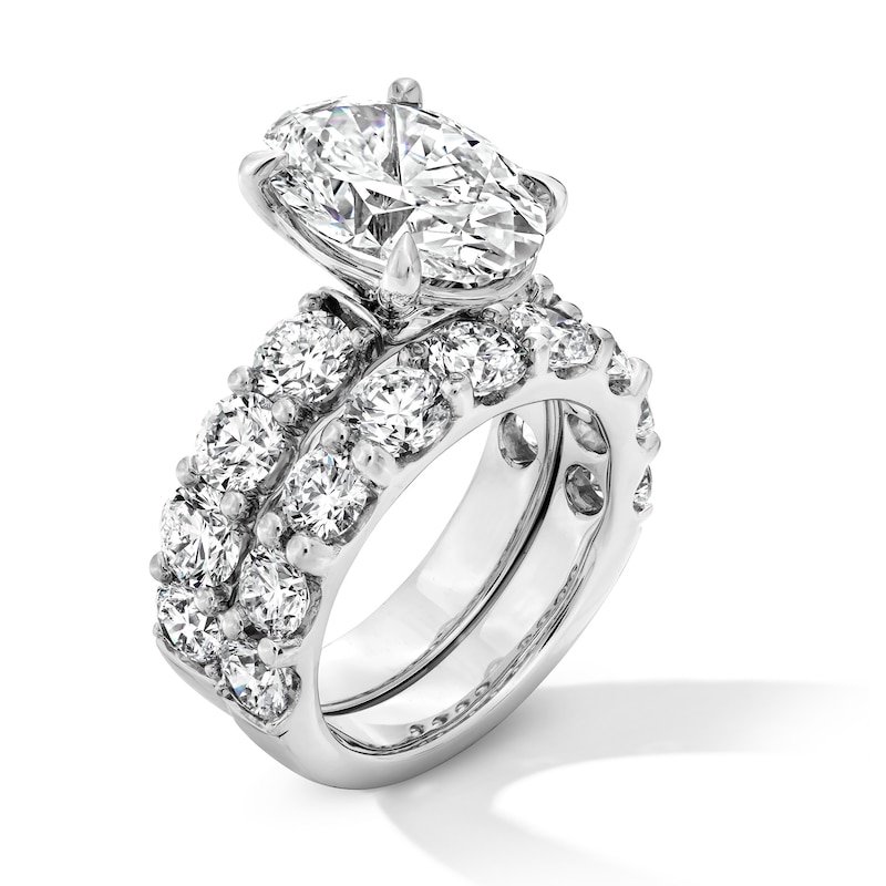 Main Image 3 of 10 CT. T.W. Oval-Shaped Certified Lab-Grown Diamond Bridal Set in 14K White Gold