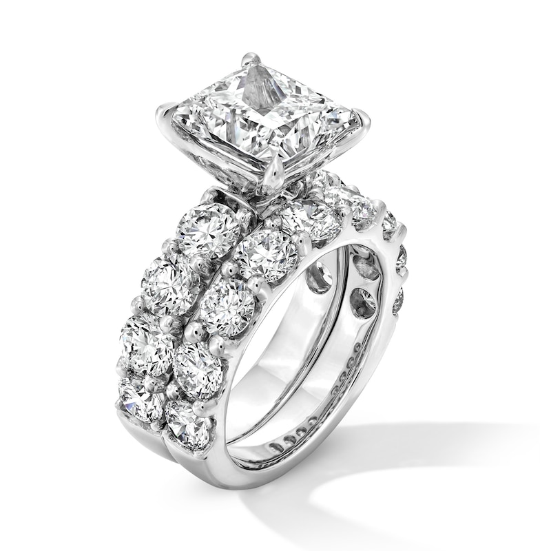 Main Image 3 of 10 CT. T.W. Princess-Cut Certified Lab-Grown Diamond Bridal Set in 14K White Gold (F/VS2)