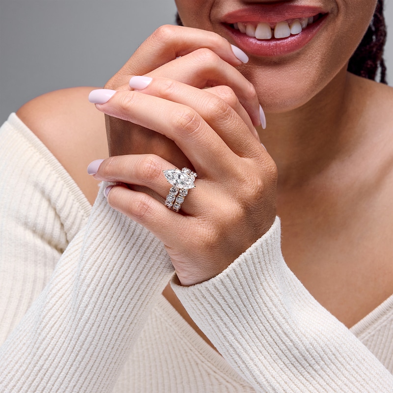Main Image 2 of 10 CT. T.W. Marquise-Cut Certified Lab-Grown Diamond Bridal Set in 14K Gold (F/VS2)