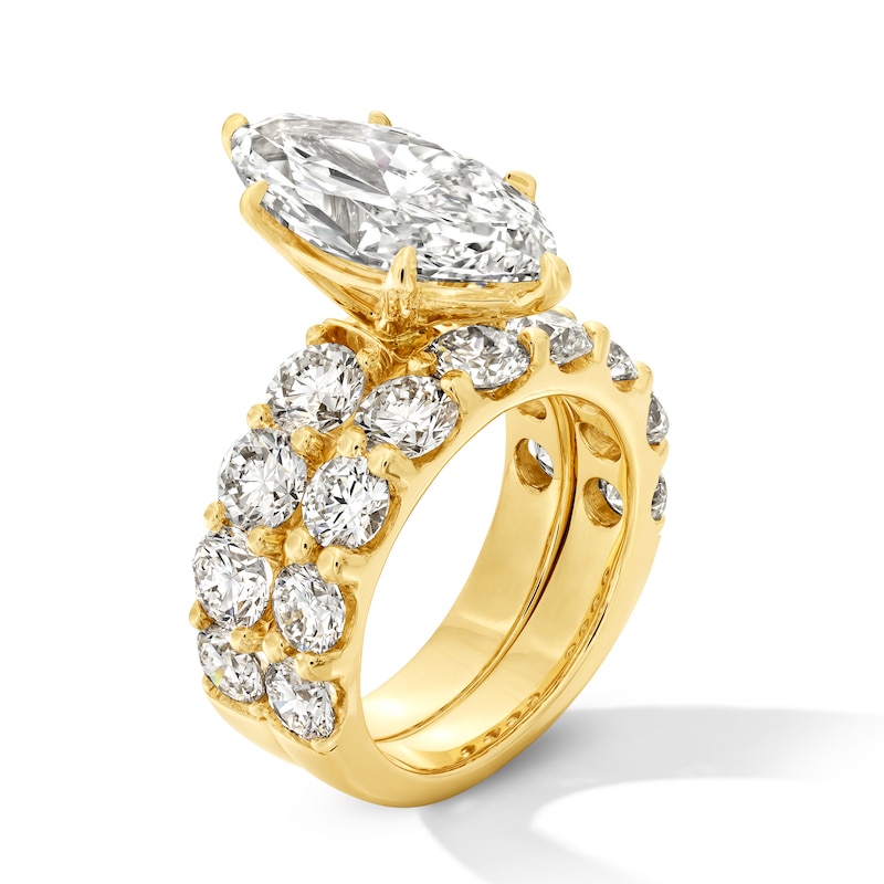 Main Image 3 of 10 CT. T.W. Marquise-Cut Certified Lab-Grown Diamond Bridal Set in 14K Gold (F/VS2)