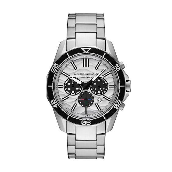 Men's Armani Exchange Chronograph Watch with Textured Silver-Tone Dial (Model: Ax1969)