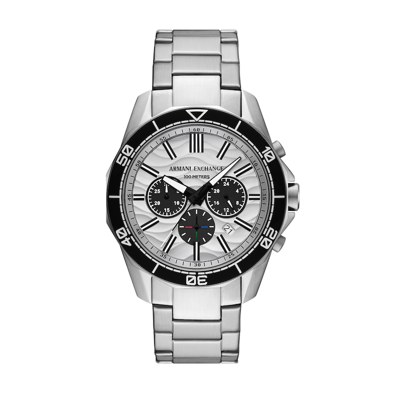 Main Image 1 of Men's Armani Exchange  Chronograph Watch with Textured Silver-Tone Dial (Model: AX1969)