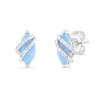 Thumbnail Image 1 of Marquise Blue Lab-Created Opal and White Lab-Created Sapphire Stud Earrings in Sterling Silver
