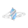Thumbnail Image 1 of Marquise Blue Lab-Created Opal and White Lab-Created Sapphire Ring in Sterling Silver