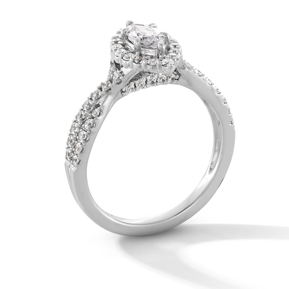 1 CT. T.w. Marquise-Cut Certified Lab-Grown Diamond Frame Crossover Shank Engagement Ring in 14K White Gold (F/Si2)
