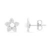 Thumbnail Image 2 of 3.0mm Freshwater Cultured Pearl and White Lab-Created Sapphire Stud Earrings in Sterling Silver