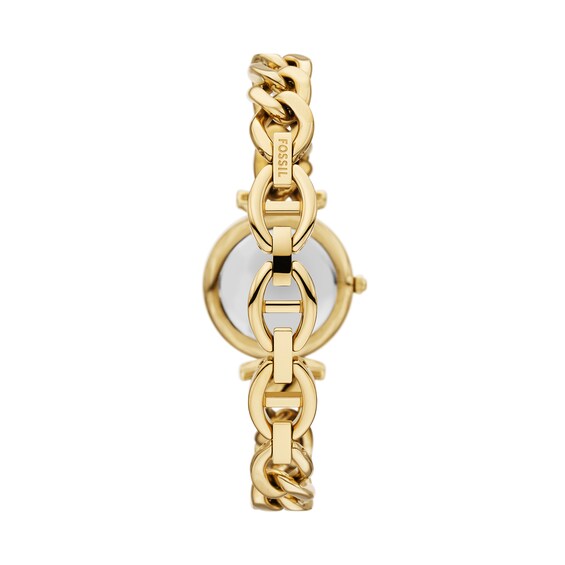Ladiesâ Fossil Carlie Gold-Tone IP Chain Bracelet Watch with Abalone Dial (Model: Es5416)