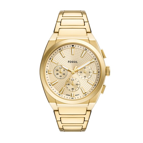Men's Fossil Everett Gold-Tone IP Chronograph Watch with Textured Gold-Tone Dial (Model: Fs6119)