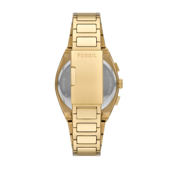 Men's Fossil Everett Gold-Tone IP Chronograph Watch with Textured Gold-Tone Dial (Model: Fs6119)