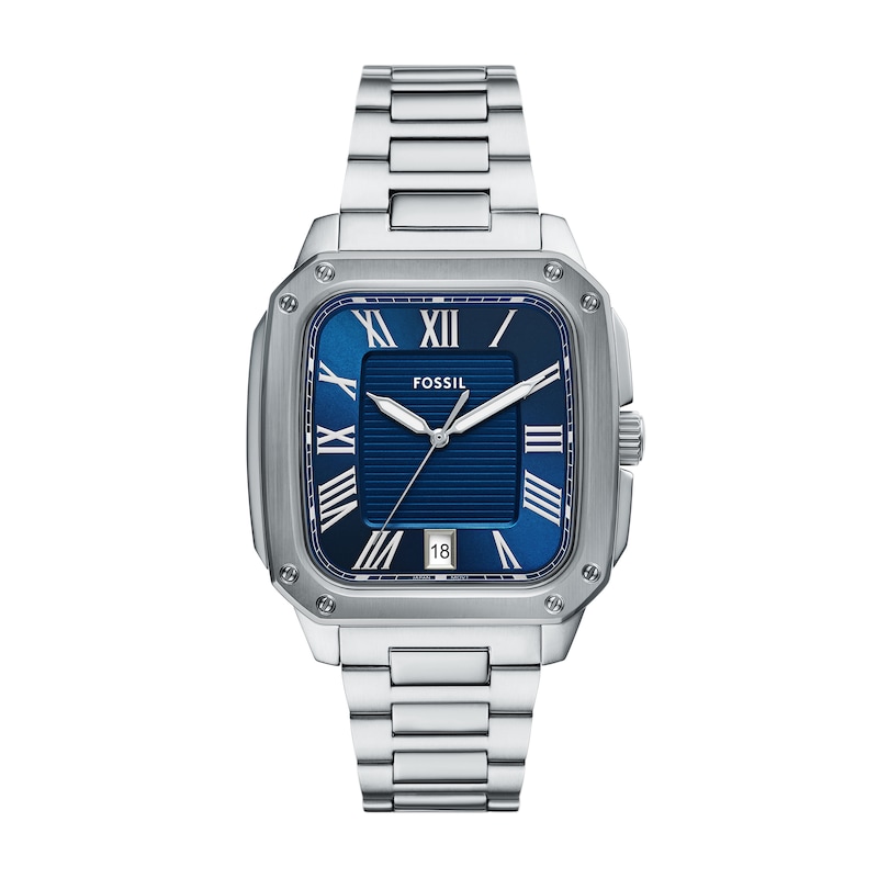 Main Image 1 of Men's Fossil Crosby Watch with Rectangular Blue Dial (Model: FS6121)