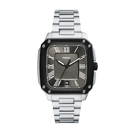 Men's Fossil Crosby Watch with Rectangular Black Dial (Model: FS6122)