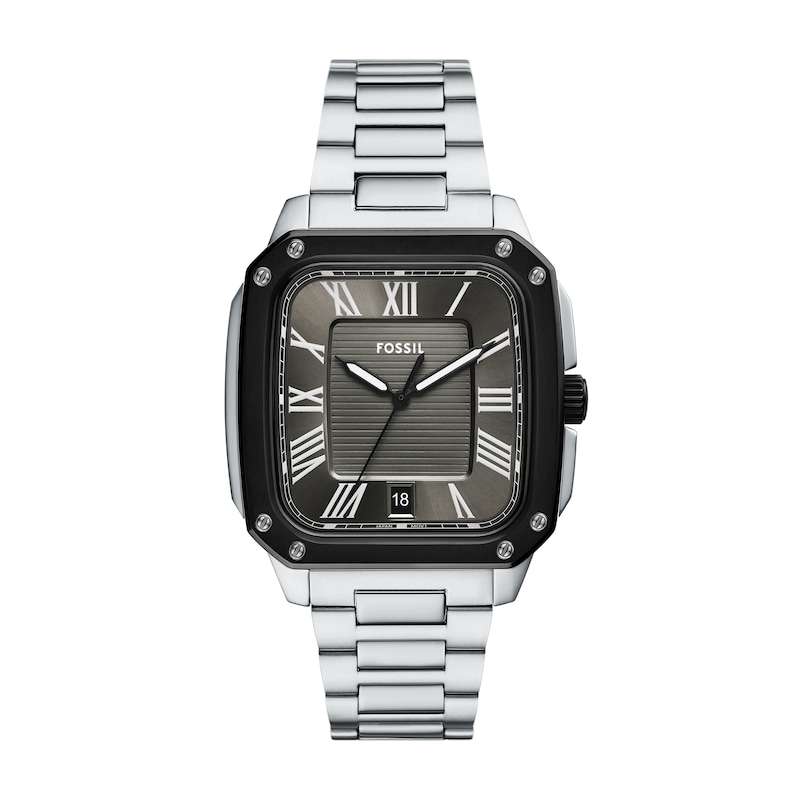 Main Image 1 of Men's Fossil Crosby Watch with Rectangular Black Dial (Model: FS6122)