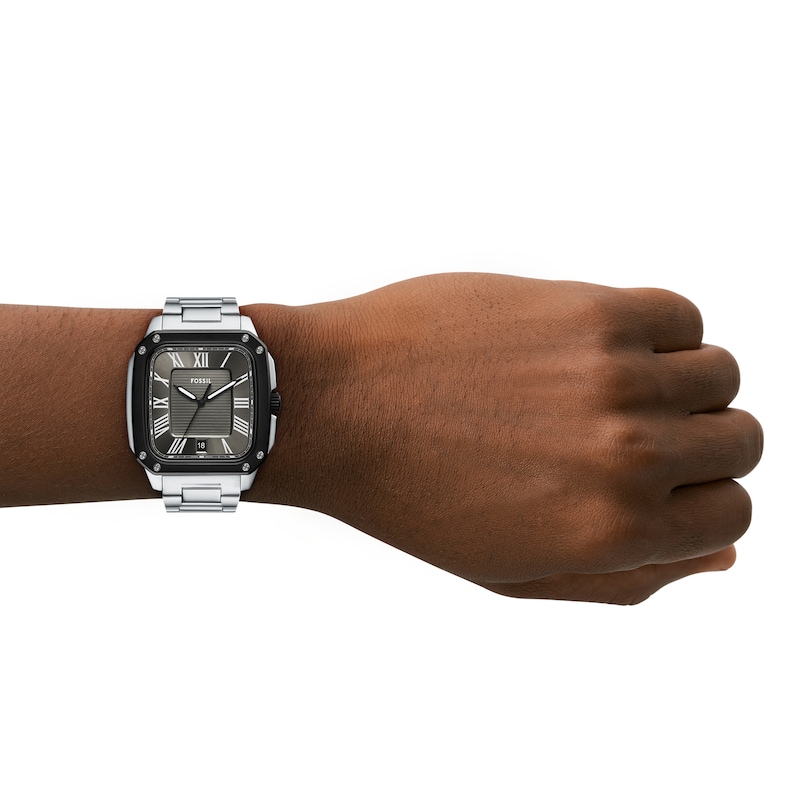 Main Image 5 of Men's Fossil Crosby Watch with Rectangular Black Dial (Model: FS6122)