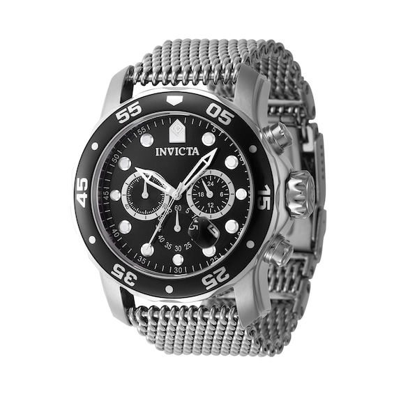 Men's Invicta Pro Diver Atlas Chronograph Mesh Bracelet Watch with Black Dial (Model: 47236)