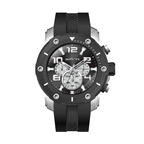 Men's Invicta Pro Diver Black Silicone Strap Chronograph Watch with Black Dial (Model: 45739)