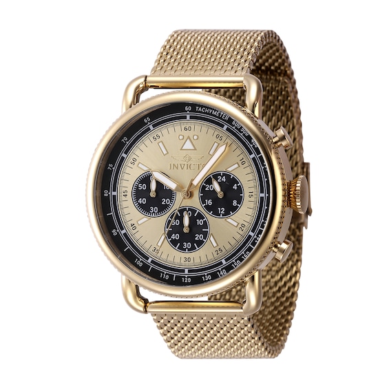 Men's Invicta Speedway Series Gold-Tone IP Mesh Bracelet Chronograph Watch with Gold-Tone Dial (Model: 47360)