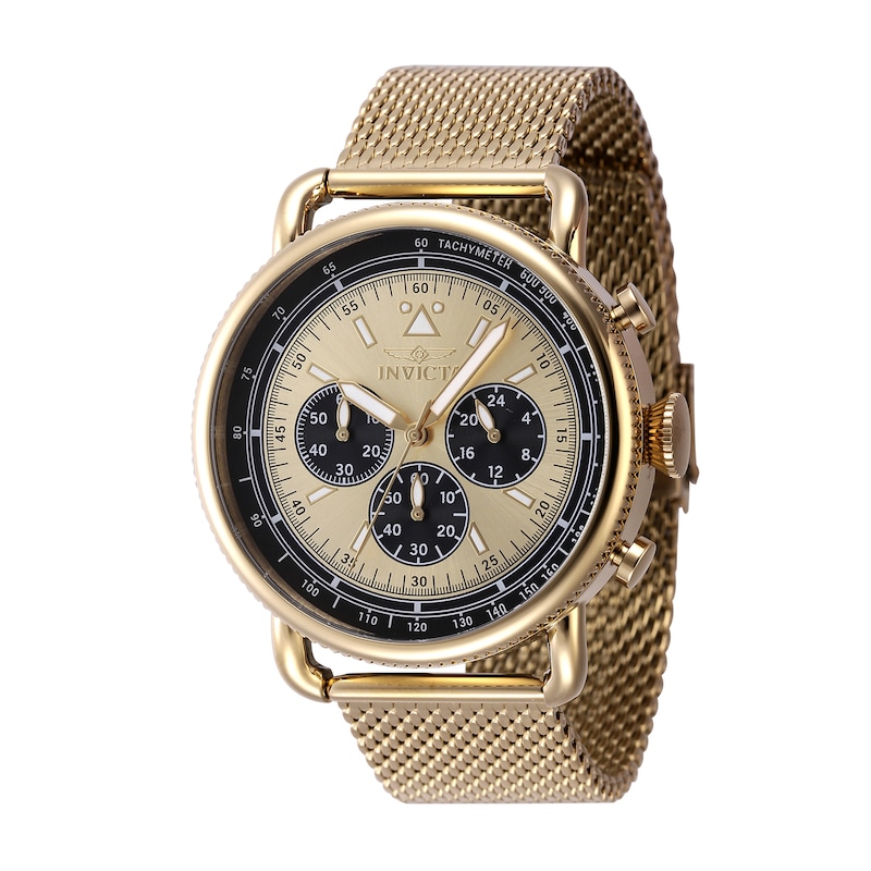 Main Image 1 of Men's Invicta Speedway Series Gold-Tone IP Mesh Bracelet Chronograph Watch with Gold-Tone Dial (Model: 47360)