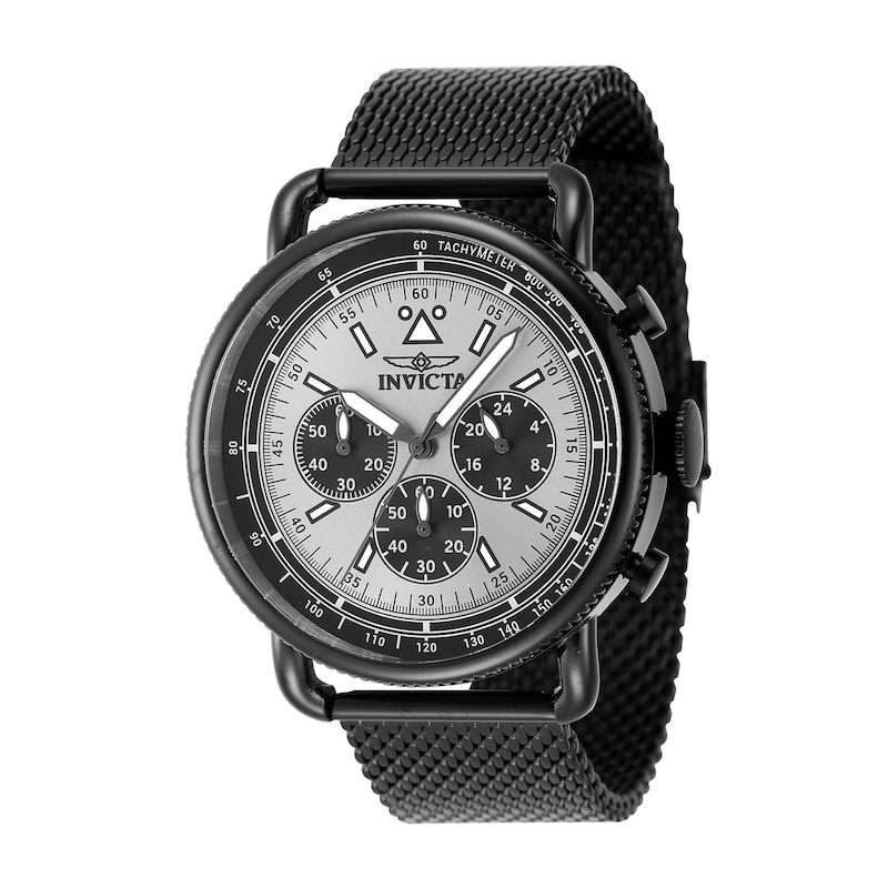 Main Image 1 of Men's Invicta Speedway Series Black IP Mesh Bracelet Chronograph Watch with Silver-Tone Dial (Model: 47362)