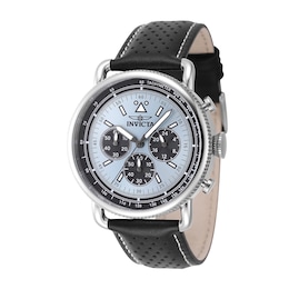 Men’s Invicta Speedway Series Black Leather Strap Chronograph Watch with Blue Dial (Model: 47364)