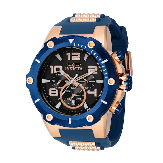 Men's Invicta Speedway Vd53 Blue Silicone Strap Chronograph Watch with Black Dial (Model: 40896)