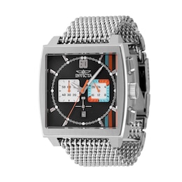 Men's Invicta S1 Rally Cuadro Chronograph Mesh Bracelet Watch with Squared Black Dial (Model: 47244)