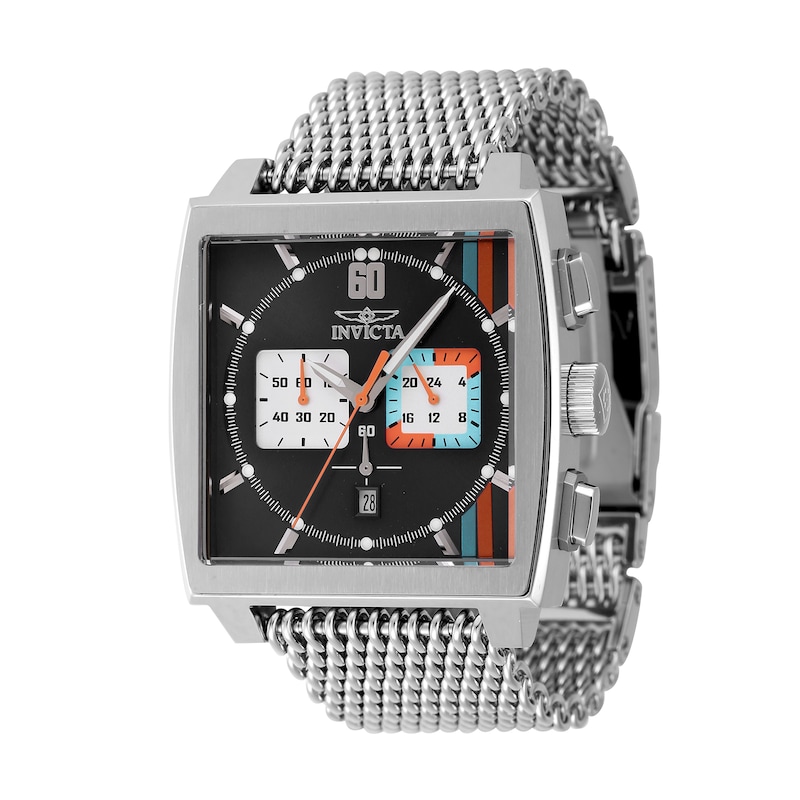 Main Image 1 of Men's Invicta S1 Rally Cuadro Chronograph Mesh Bracelet Watch with Squared Black Dial (Model: 47244)