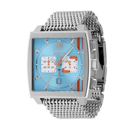 Men's Invicta S1 Rally Cuadro Chronograph Mesh Bracelet Watch with Squared Light Blue Dial (Model: 47245)