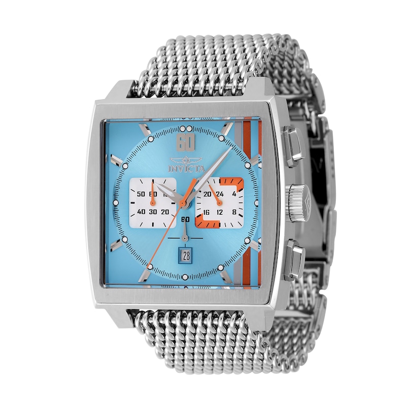 Main Image 1 of Men's Invicta S1 Rally Cuadro Chronograph Mesh Bracelet Watch with Squared Light Blue Dial (Model: 47245)