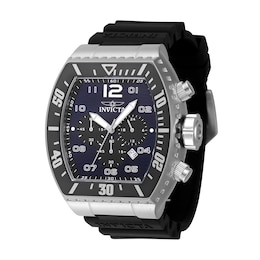 Men's Invicta Pro Diver Chronograph GMT Black Silicone Strap Watch with Tonneau Navy Dial (Model: 47281)