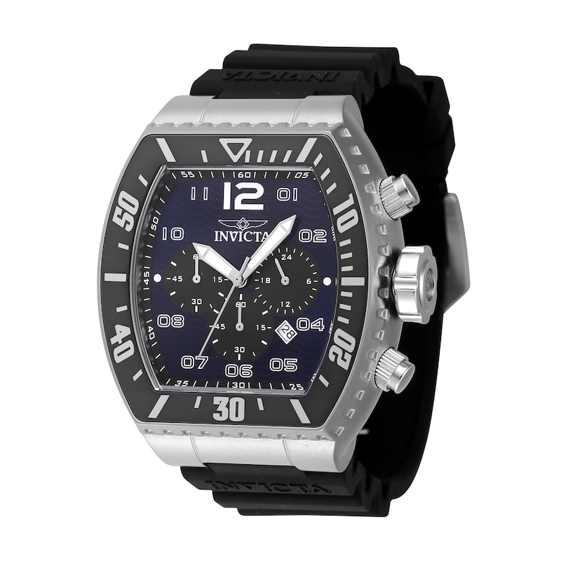 Main Image 1 of Men's Invicta Pro Diver Chronograph GMT Black Silicone Strap Watch with Tonneau Navy Dial (Model: 47281)