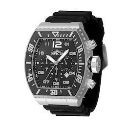 Men's Invicta Pro Diver Chronograph GMT Black Silicone Strap Watch with Tonneau Black Dial (Model: 47282)