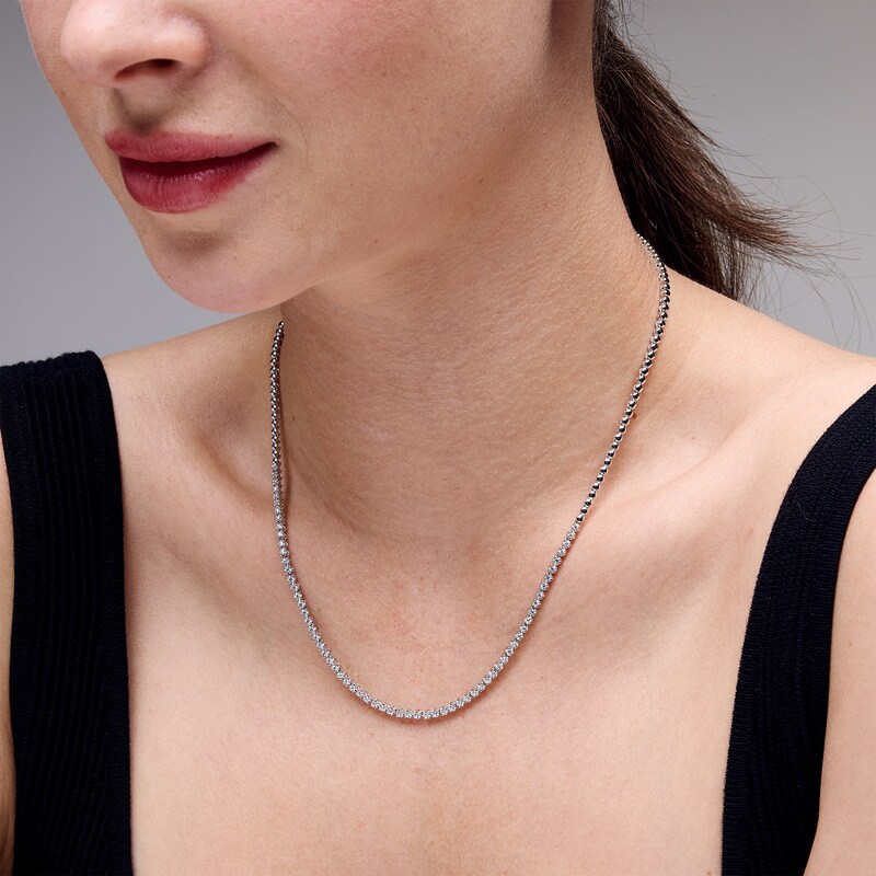 Main Image 2 of 1 CT. T.W. Certified Lab-Grown Diamond Tennis Necklace in Sterling Silver (F/VS2)