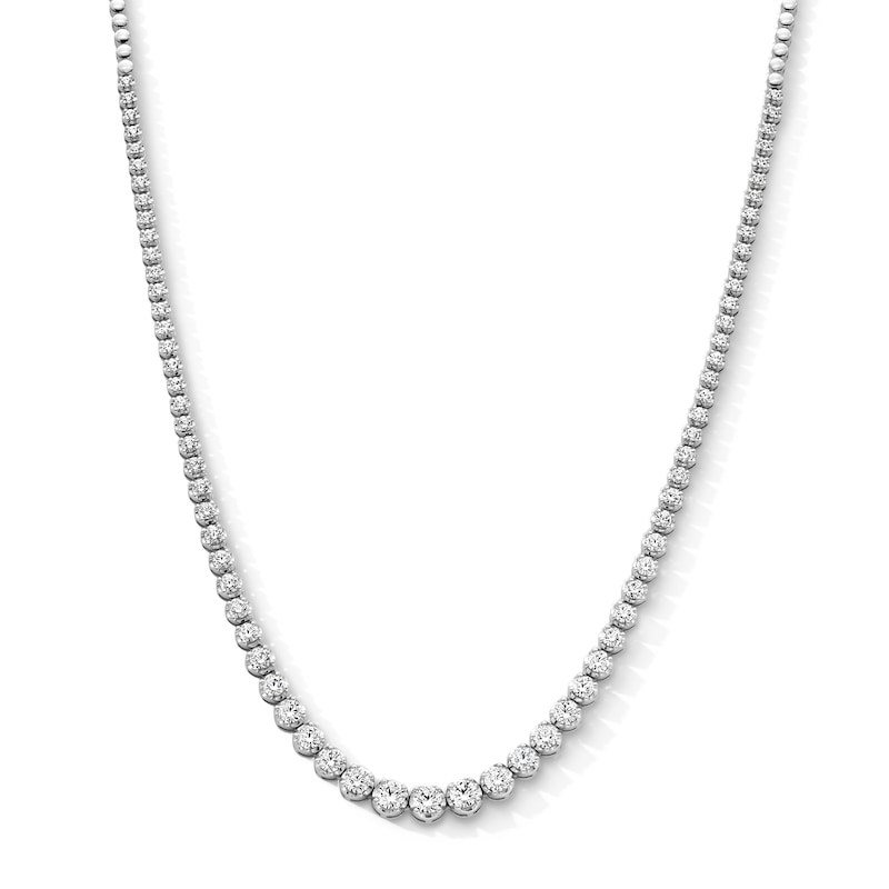 Main Image 1 of 5 CT. T.W. Certified Lab-Grown Diamond Graduated Riviera Necklace in Sterling Silver (F/VS2)