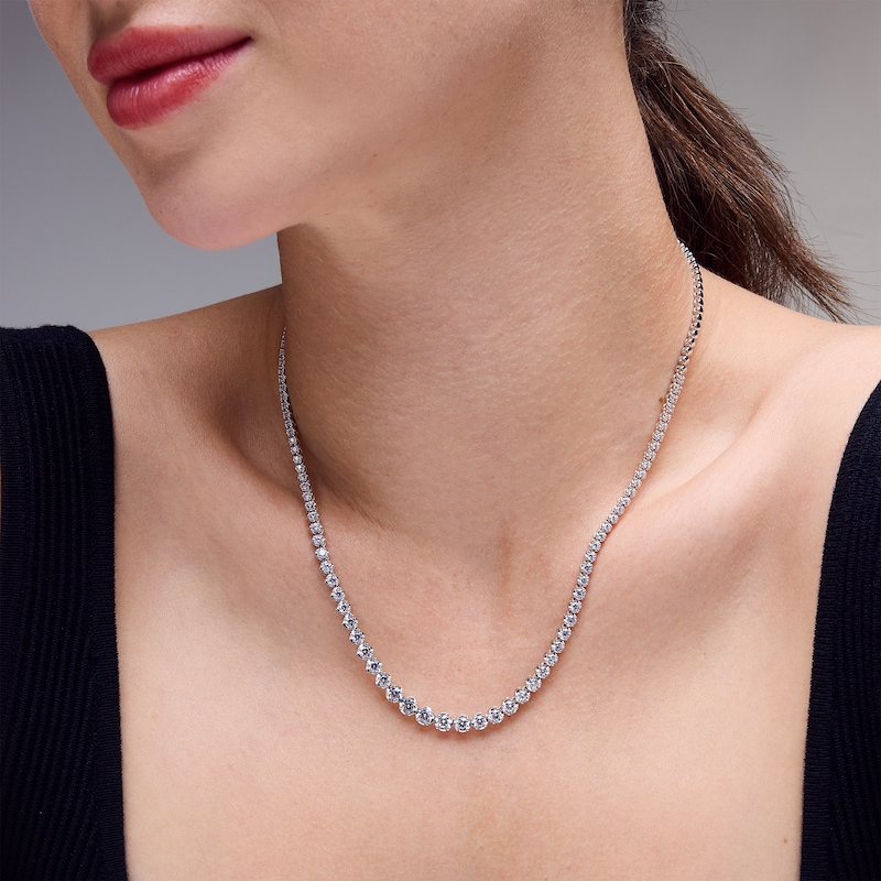Main Image 2 of 5 CT. T.W. Certified Lab-Grown Diamond Graduated Riviera Necklace in Sterling Silver (F/VS2)