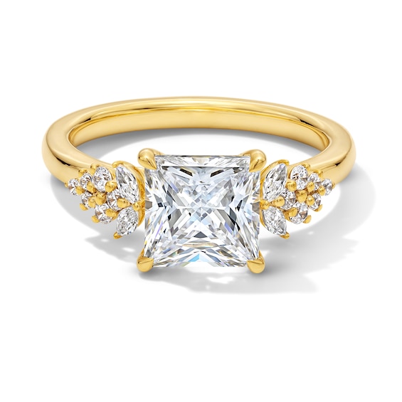 2-1/3 CT. T.w. Princess-Cut Certified Lab-Grown Diamond Leaf-Sides Engagement Ring in 14K Gold (F/Vs2)