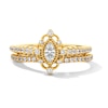 Thumbnail Image 1 of 5/8 CT. T.W. Marquise-Cut Certified Lab-Grown Diamond Frame Vintage-Style Bridal Set in 14K Gold (F/VS2)
