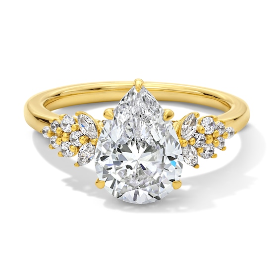 2-1/3 CT. T.w. Pear-Shaped Certified Lab-Grown Diamond Leaf-Sides Engagement Ring in 14K Gold (F/Vs2)