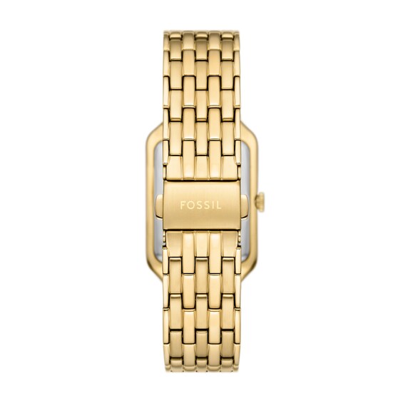 Ladies' Fossil Raquel Crystal Accent Gold-Tone IP Watch with Rectangular Abalone Butterfly Dial (Model: Es5409)
