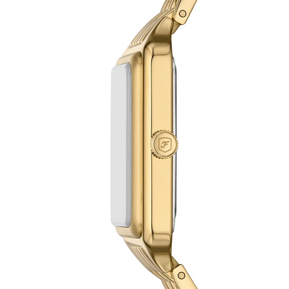 Ladies' Fossil Raquel Crystal Accent Gold-Tone IP Watch with Rectangular Abalone Butterfly Dial (Model: Es5409)