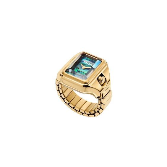 Ladies' Fossil Raquel Gold-Tone IP Ring Watch with Rectangular Abalone Dial (Model: Es5411)