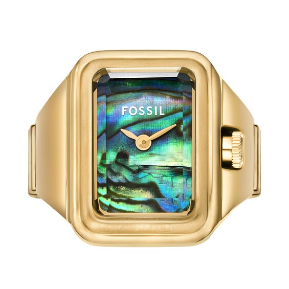 Ladies' Fossil Raquel Gold-Tone IP Ring Watch with Rectangular Abalone Dial (Model: Es5411)