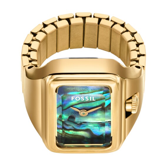 Ladies' Fossil Raquel Gold-Tone IP Ring Watch with Rectangular Abalone Dial (Model: Es5411)