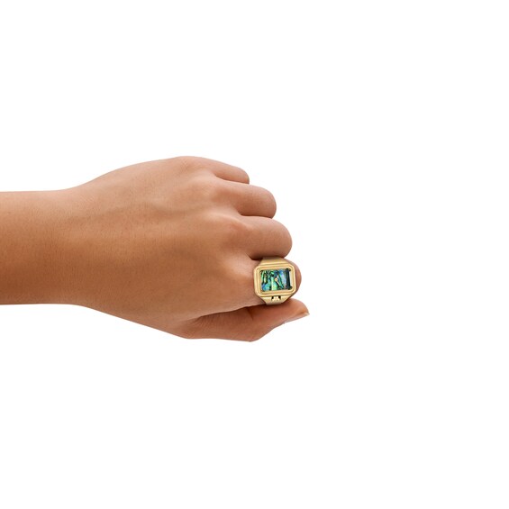 Ladies' Fossil Raquel Gold-Tone IP Ring Watch with Rectangular Abalone Dial (Model: Es5411)