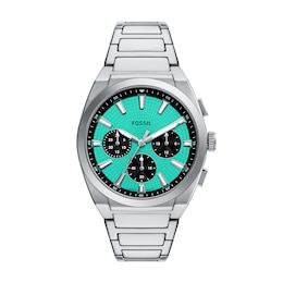Men's Fossil Everett Chronograph Watch with Textured Blue Dial (Model: FS6117)