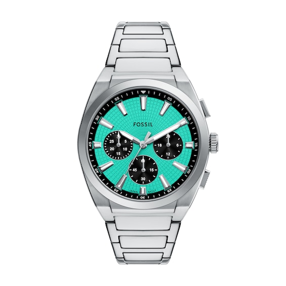 Men's Fossil Everett Chronograph Watch with Textured Blue Dial (Model: Fs6117)