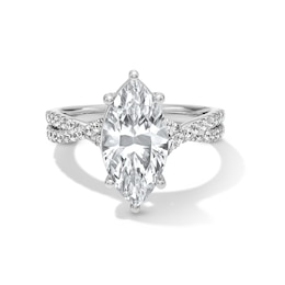 3-3/8 CT. T.W. Marquise-Cut Certified Lab-Grown Diamond Crossover Shank Engagement Ring in 14K White Gold (F/VS2)