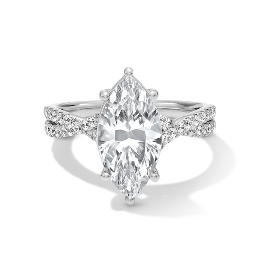 3-3/8 CT. T.w. Marquise-Cut Certified Lab-Grown Diamond Crossover Shank Engagement Ring in 14K White Gold (F/Vs2)