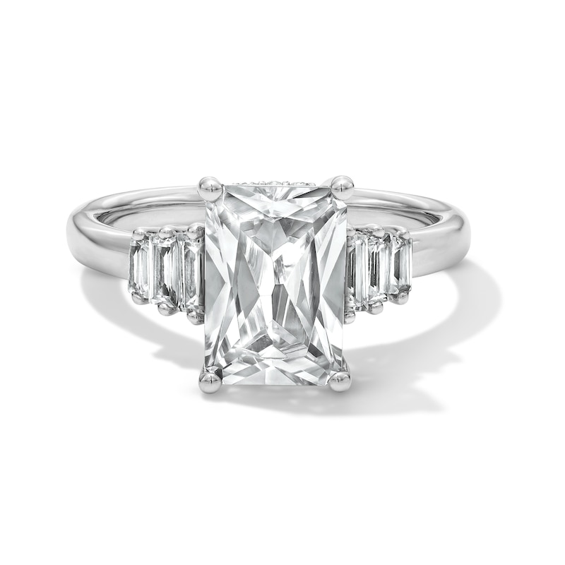 Main Image 1 of 3-1/2 CT. T.W. Radiant-Cut Certified Lab-Grown Diamond Triple Collar Engagement Ring in 14K White Gold (F/VS2)